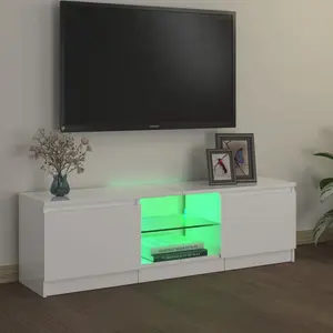 Labonte  TV Cabinet with LED Lights 120x30x35,5 cm High Gloss White