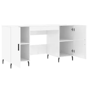 Berkfield Desk High Gloss White 140x50x75 cm Engineered Wood