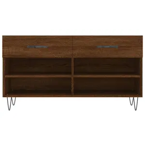 Berkfield Shoe Bench Brown Oak 102x35x55 cm Engineered Wood