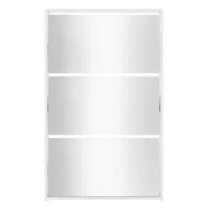 Berkfield Shoe Cabinet with Mirror 3-Layer High Gloss White 63x17x102.5 cm