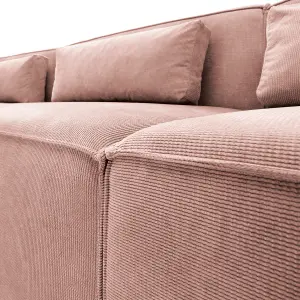 Doris Modular Extended Corner Sofa in Pink Cord Chenille