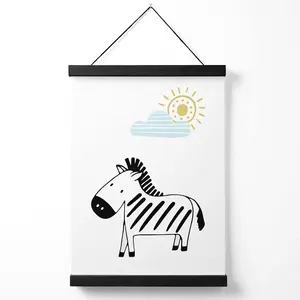 Cute Zebra Scandi Animal Medium Poster with Black Hanger