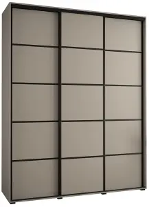 Spacious Dakota IV Sliding Door Wardrobe W2000mm H2350mm D600mm in Cashmere & Black Finish