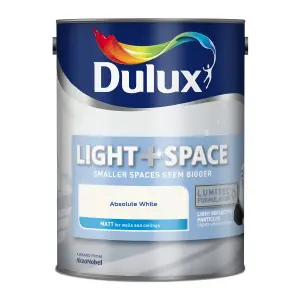 Dulux Light + Space Absolute White Matt Wall paint, 5L