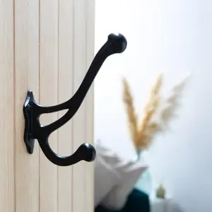 Hammer & Tongs - Leaf Backed Hat & Coat Hook - W35mm x H150mm - Black