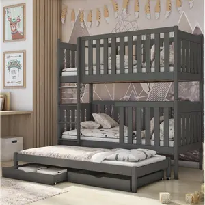 Hirschman Single (3 ') Bunk Bed with Drawers Graphite