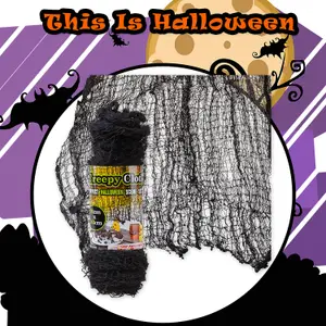 Halloween Creepy Cloth Table Cloth Trick or Treat Party 183cm x 90cm Black