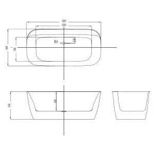 Toronto White Acrylic Freestanding Bath (L)1600mm (W)800mm