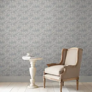 Laura Ashley Burnham Pale seaspray Trail Smooth Wallpaper Sample