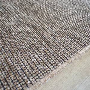 Zenith Taupe Brown Flatweave Cotton Blend Rug For Living Room - Large 67x300cm