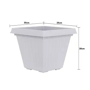 Wham Pack 4 Etruscan 35cm Square Plastic Planter Soft Grey