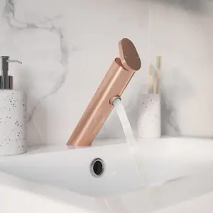 GoodHome Nyasa Medium Copper effect Round Basin Mono mixer Tap