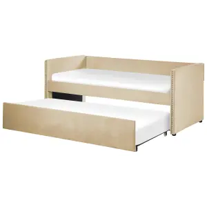 Velvet EU Single Trundle Bed Beige TROYES