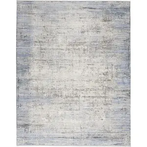 Blue Grey Modern Abstract Easy To Clean Living Room Bedroom & Dining Room Rug-160cm X 229cm