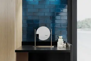 Top Ceramics Blue Gloss Metro Ceramic Wall Tile Flat Bumpy (L)300mm x (W)100mm Each box 0.84sqm