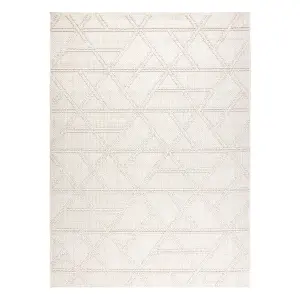 Carpet JERSEY 19241 cream - Rhombuses, geometric structural, loop BOHO 180x270 cm