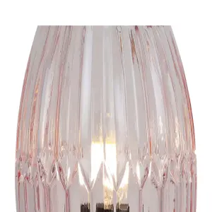 First Choice Lighting Facet Antique Brass with Pink Faceted Glass Table Lamp