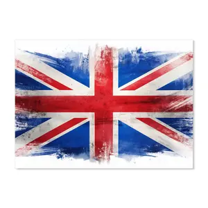 Toughened 6mm Glass Kitchen Splashback 90 x 65cm Grunge Union Jack - Polished  Heat Resistant Back Splash for Cookers Hob