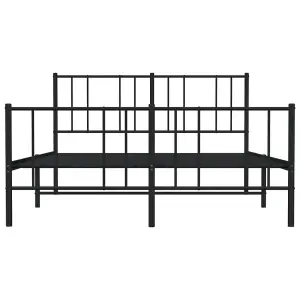 Berkfield Metal Bed Frame with Headboard and Footboard Black 160x200 cm