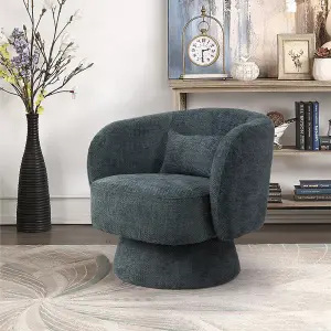 Dark Green Upholstered Swivel Chair with Pillow for Living Room,Bedroom