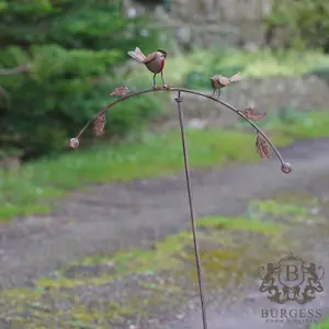 Robin Balancer Metal Stake Outdoor British Bird Garden Ornament