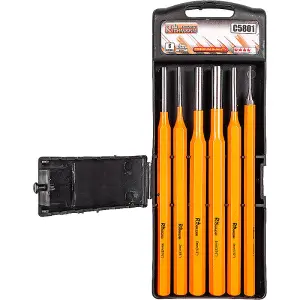 RICHMANN C5801, heavy duty chisel punch set 6 pcs, hardened in handy case