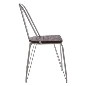 Interiors by Premier Grey Metal and Elm Wood Arm Chair, Accent Dining Arm Chair, Wooden Living Room Chair for Home, Lounge