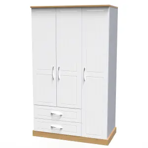 Whitby Triple Wardrobe in White Ash & Oak (Ready Assembled)