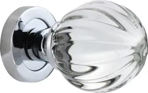 Sandleford Mortice Knob Set - Terni Glass and Polished Chrome