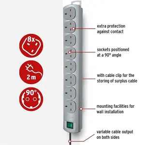 Brennenstuhl Primera-Line Extension Lead 8-Way - 2 Metre Cable