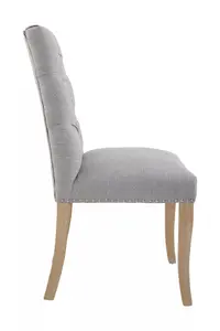 Interiors by Premier Grey Buttoned Velvet Dining Chairs, Velvet Upholstered Chair with Wooden Legs, Accent Chair for Living Room