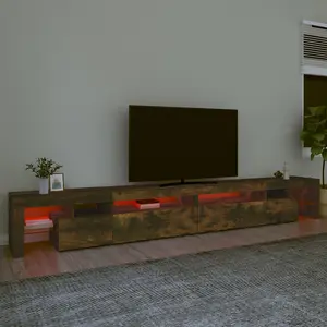 Berkfield TV Cabinet with LED Lights Smoked Oak 290x36.5x40 cm