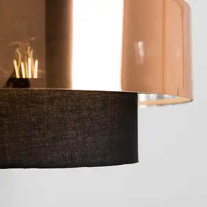 ValueLights Matildo Modern Black and Copper Cylinder Ceiling Pendant Light Shade