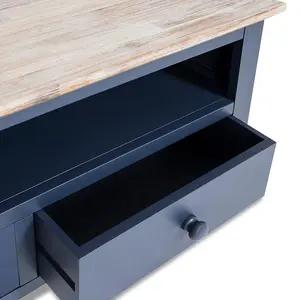 Florence Navy Blue TV Stand With 2 Drawers and Shelf