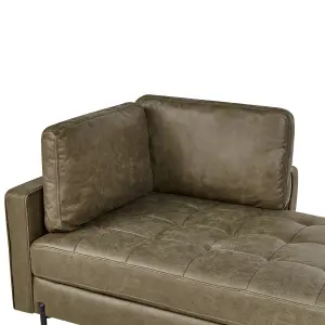 Left Hand Faux Leather Chaise Lounge Green REBAIS