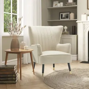 Fabric Linen Beige Camila Accent Chair