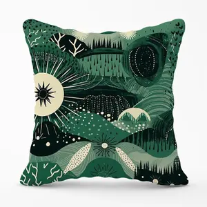 Abstract Green Moon Cushions 45cm x 45cm