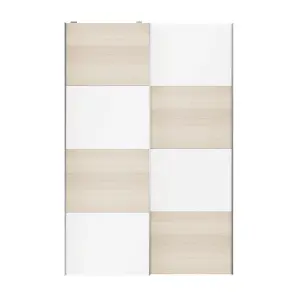 Atomia Panelled White oak effect 2 door Sliding Wardrobe Door kit (H)2250mm (W)1500mm