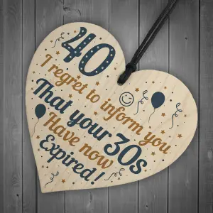 Red Ocean 40th Birthday Gifts For Men Women Funny Plaque Wooden Heart Sign Gift For Friend Birthday Decoration