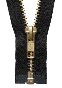 BRASS O/END ZIP 66CM - Brass Metal Open End Zip: 66cm: Black - YKK