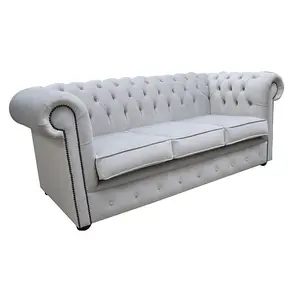 Chesterfield 3 Seater Passion Silver Velvet Fabric Sofa Bespoke In Classic Style