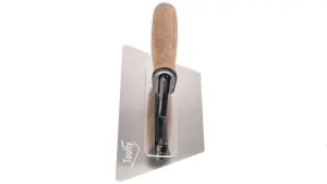 Toolty Flexible Trapezoidal Trowel with Cork Handle on Aluminium Foot 240mm Stainless Steel for Finishing Plastering Smoothing DIY