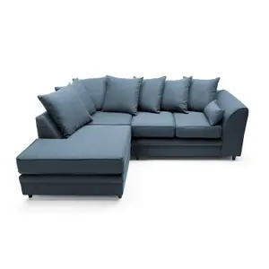 Darcy Corner Sofa Left Facing in Teal Linen Fabric