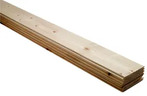 Spruce Tongue & groove Cladding (L)0.89m (W)95mm (T)7.5mm, Pack of 5