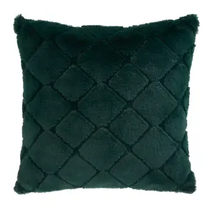 Catherine Lansfield Living Cosy Diamond 43x43cm Cushion Green