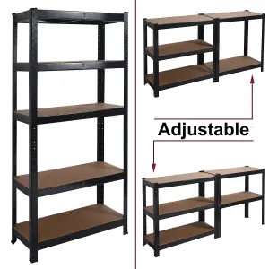 House Of Home Boltless 5 Tier Shelving Racking Heavy Duty Steel Shelf Unit Shed Garage Black