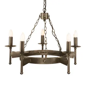 Elstead Cromwell 5 Light Chandelier Old Bronze Finish, E14