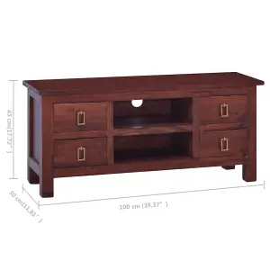 Berkfield TV Cabinet Classical Brown 100x30x45 cm Solid Mahogany Wood