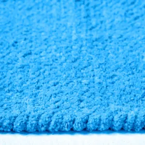 Homescapes Chenille Plain Cotton Extra Large Rug Blue, 110 x 170 cm