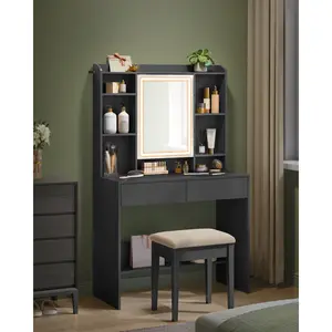 Seraphina Dressing Table with Mirror Ink Black